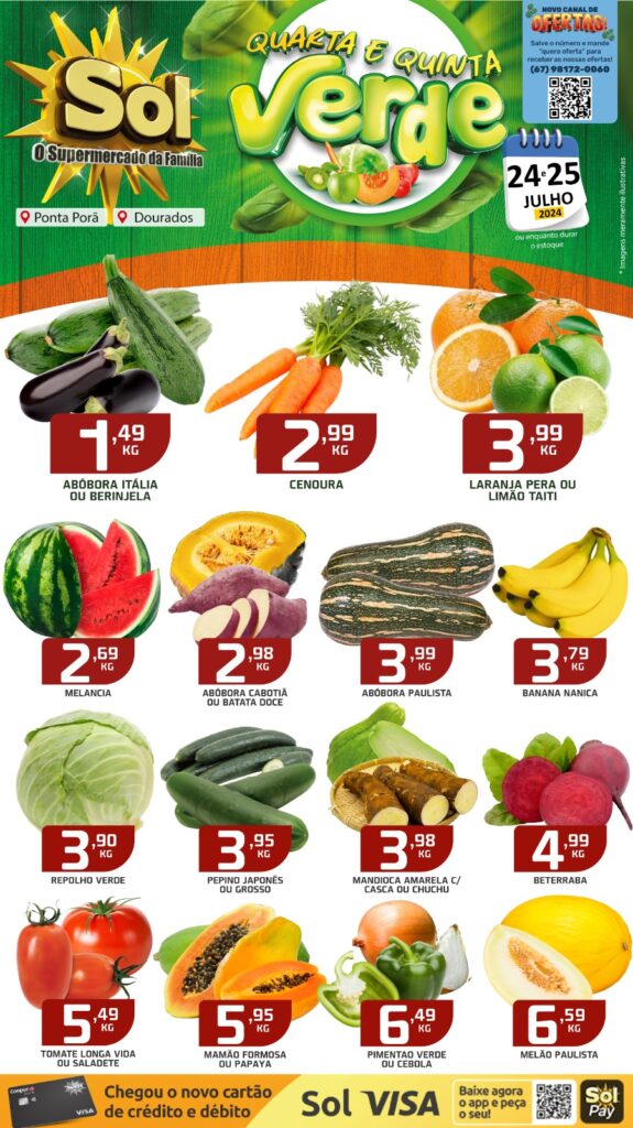Supermercado Sol e as ofertas da quarta e quinta verde