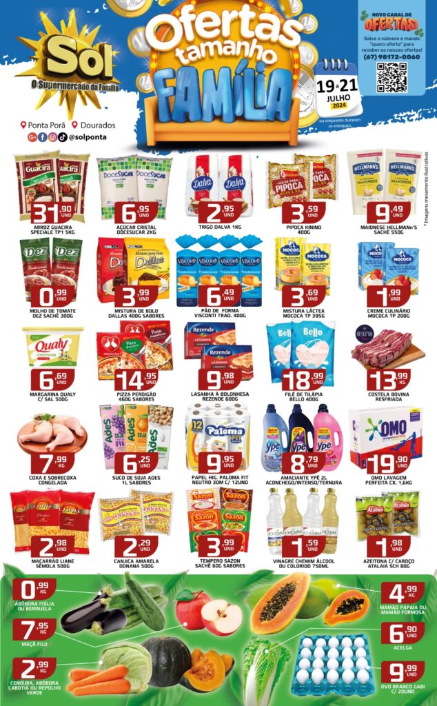 Supermercado Sol e as ofertas tamanho família