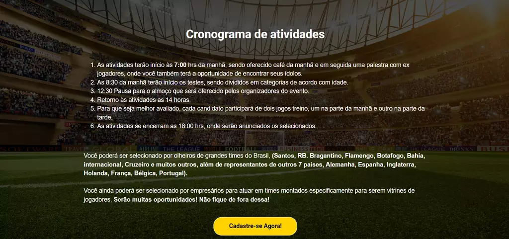 Atenção: Site que oferece 'peneira' em nome da Federação de Futebol é falso Atenção: Site que oferece 'peneira' em nome da Federação de Futebol é falso