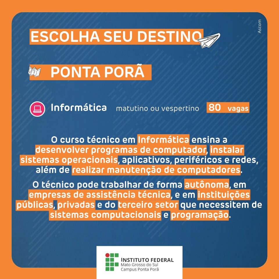 Aberto prazo de inscrição para cursos técnicos integrados Aberto prazo de inscrição para cursos técnicos integrados