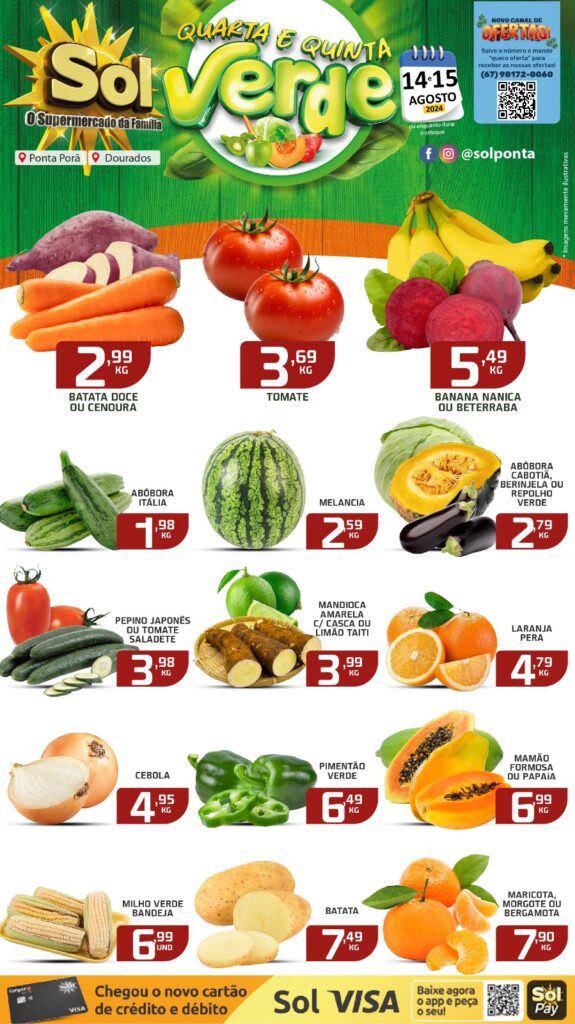 Veja as ofertas da Quarta e Quinta Verde do Supermercado Sol