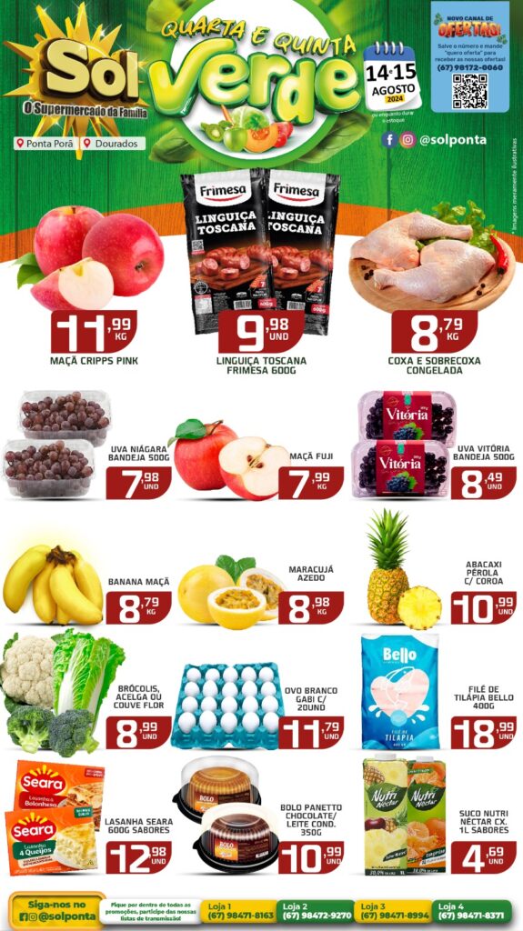 Veja as ofertas da Quarta e Quinta Verde do Supermercado Sol