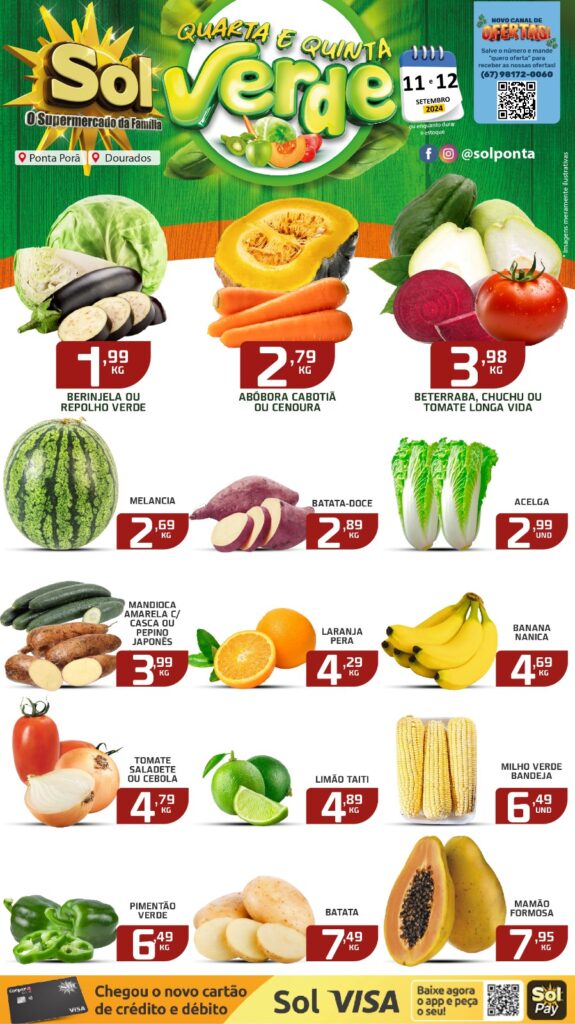 Confira as ofertas da Quarta e Quinta Verde do Supermercado Sol Confira as ofertas da Quarta e Quinta Verde do Supermercado Sol
