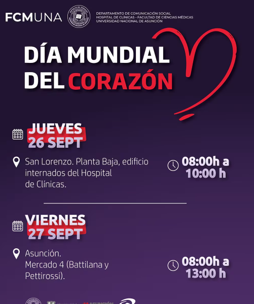 Día Mundial del Corazón: Facultad de Ciencias Médicas prevé jornadas de atención Día Mundial del Corazón: Facultad de Ciencias Médicas prevé jornadas de atención