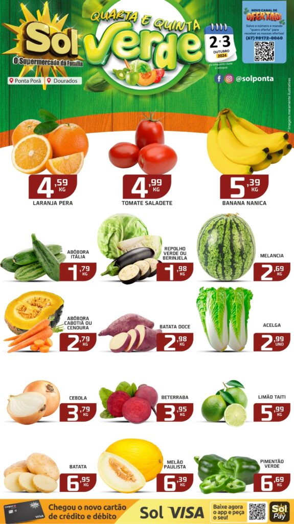Confira: Ofertas da quarta e quinta verde do Supermercado Sol