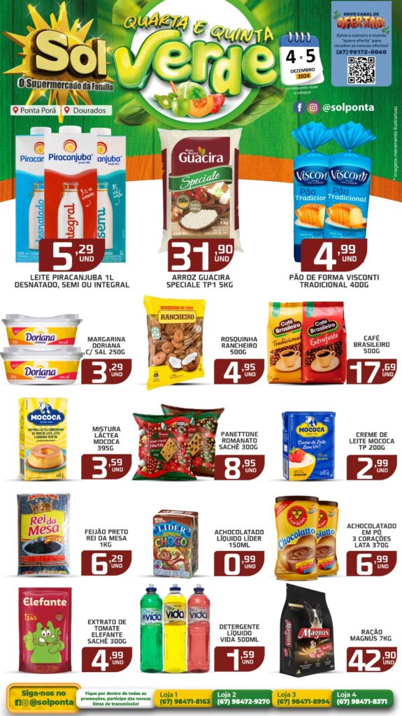 Veja as ofertas da Quarta e Quinta Verde do Supermercado Sol