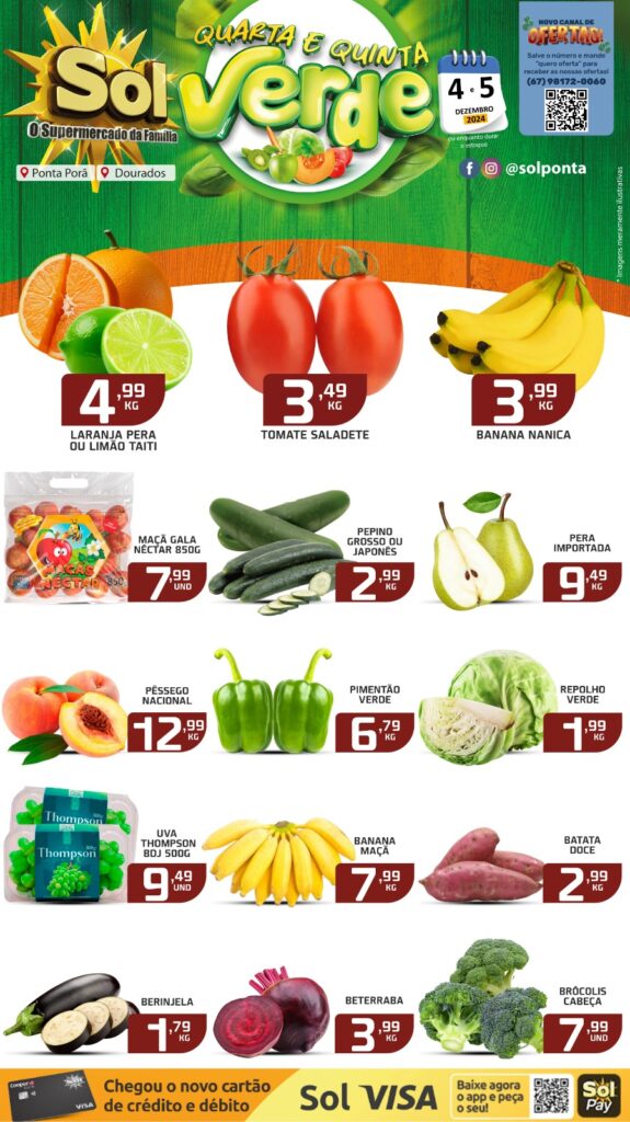 Veja as ofertas da Quarta e Quinta Verde do Supermercado Sol