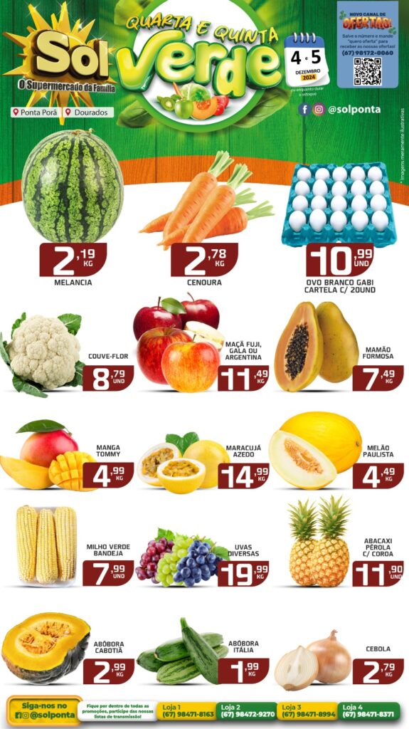 Veja as ofertas da Quarta e Quinta Verde do Supermercado Sol