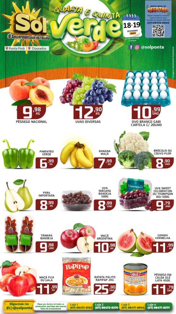 Veja as ofertas da Quarta e Quinta Verde do supermercado Sol Veja as ofertas da Quarta e Quinta Verde do supermercado Sol