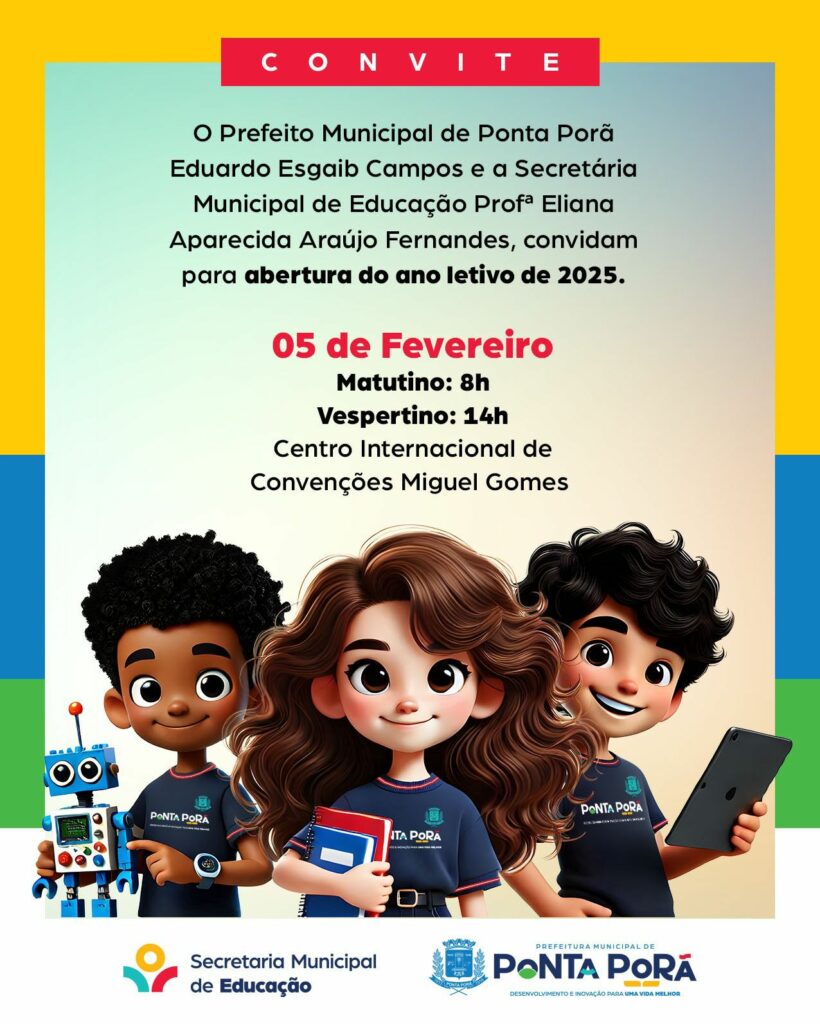 Ponta Porã: Ano letivo será aberto nesta quarta-feira com o 1º dia da Jornada Formativa Ponta Porã: Ano letivo será aberto nesta quarta-feira com o 1º dia da Jornada Formativa