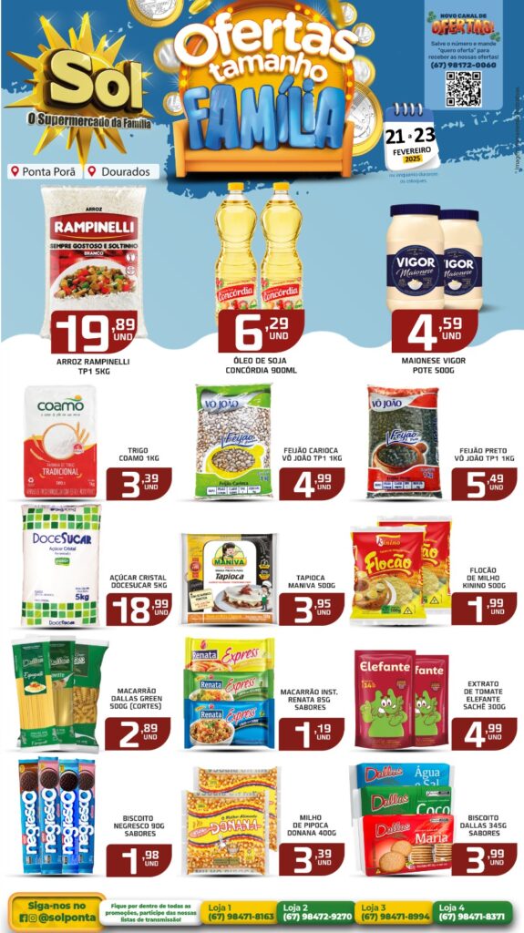 Confira ofertas Tamanho Família do Supermercado Sol