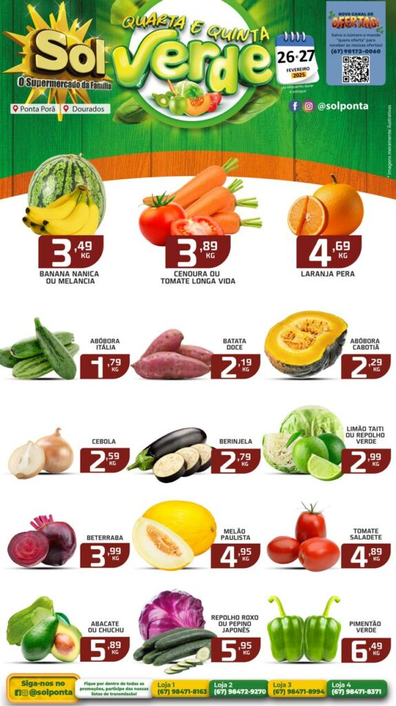 Confira ofertas da Quarta e Quinta Verde do Supermercado Sol