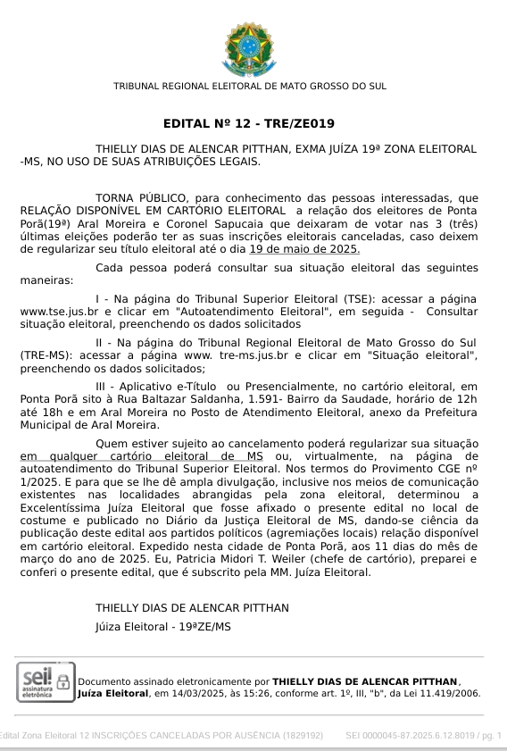 Moradores de Ponta Porã, Aral Moreira e Coronel Sapucaia devem regularizar títulos Moradores de Ponta Porã, Aral Moreira e Coronel Sapucaia devem regularizar títulos