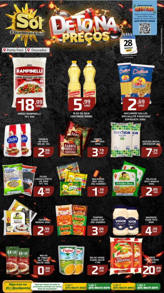 Somente hoje no Supermercado Sol promoção detona preços, aproveite