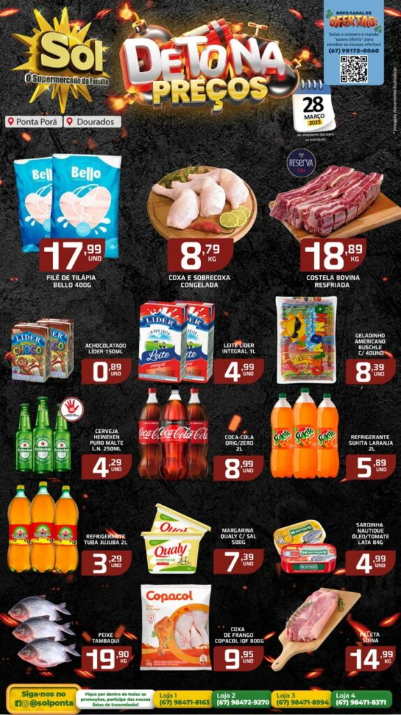 Somente hoje no Supermercado Sol promoção detona preços, aproveite