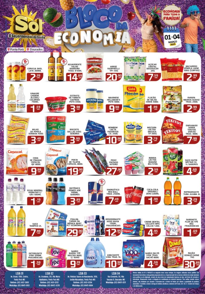 Confira ofertas de Carnaval do supermercado Sol
