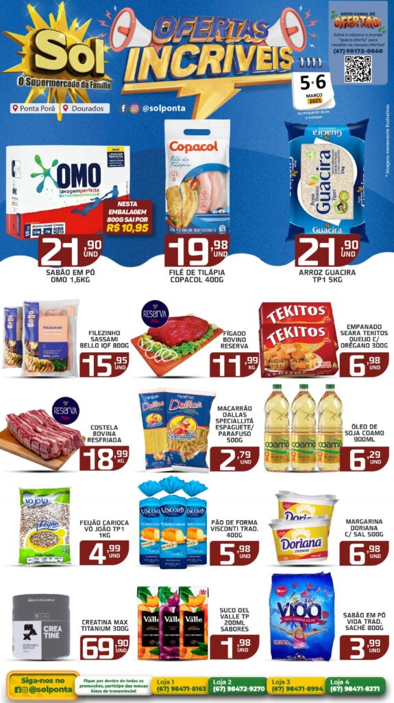 Confira ofertas da quarta e Quinta Verde do Supermercado Sol
