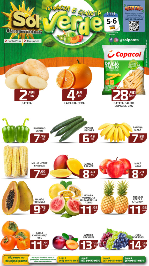 Confira ofertas da quarta e Quinta Verde do Supermercado Sol