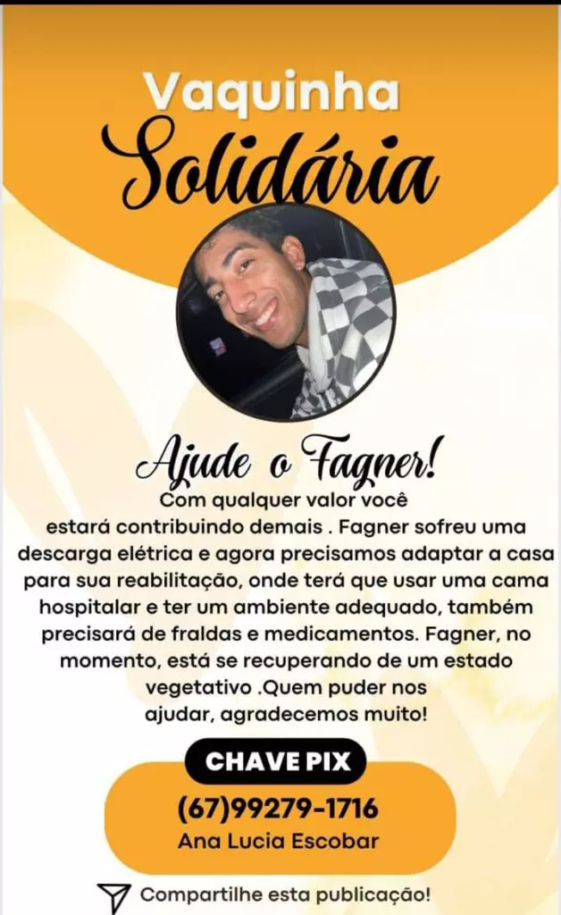 Para que possa continuar tratamento, família pede ajuda para Fagner que sofreu descarga elétrica Para que possa continuar tratamento, família pede ajuda para Fagner que sofreu descarga elétrica