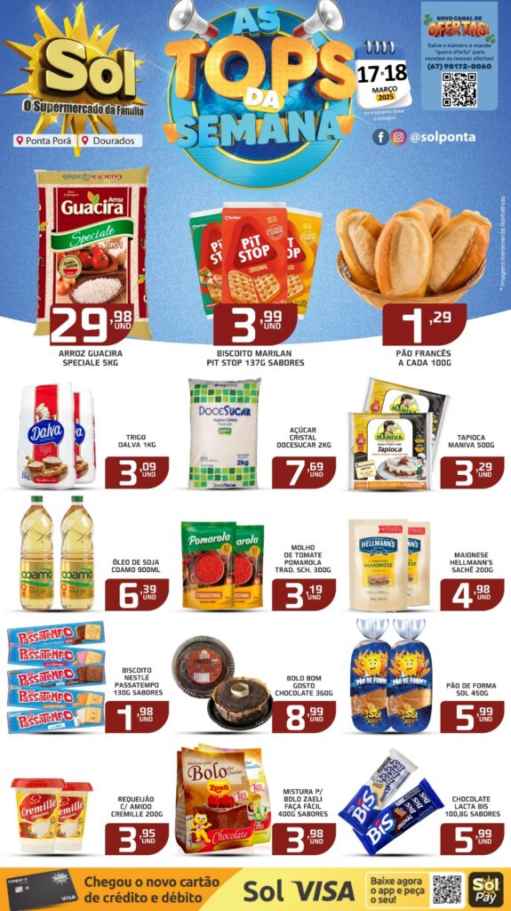 Veja as ofertas Top da Semana do supermercado Sol