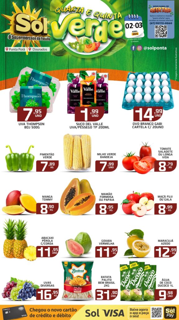 Supermercado Sol e as ofertas da quarta e quinta verde