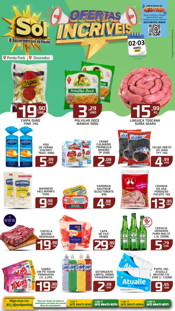 Supermercado Sol e as ofertas da quarta e quinta verde