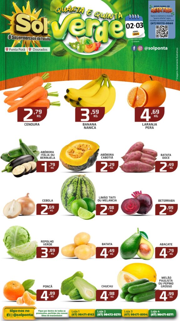 Supermercado Sol e as ofertas da quarta e quinta verde