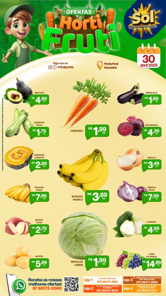 Confira ofertas Horti Fruti do Supermercado Sol