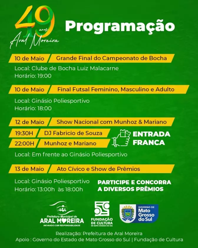 Aral Moreira comemora aniversário de 49 anos com Show de Munhoz & Mariano e várias atrações Aral Moreira comemora aniversário de 49 anos com Show de Munhoz & Mariano e várias atrações