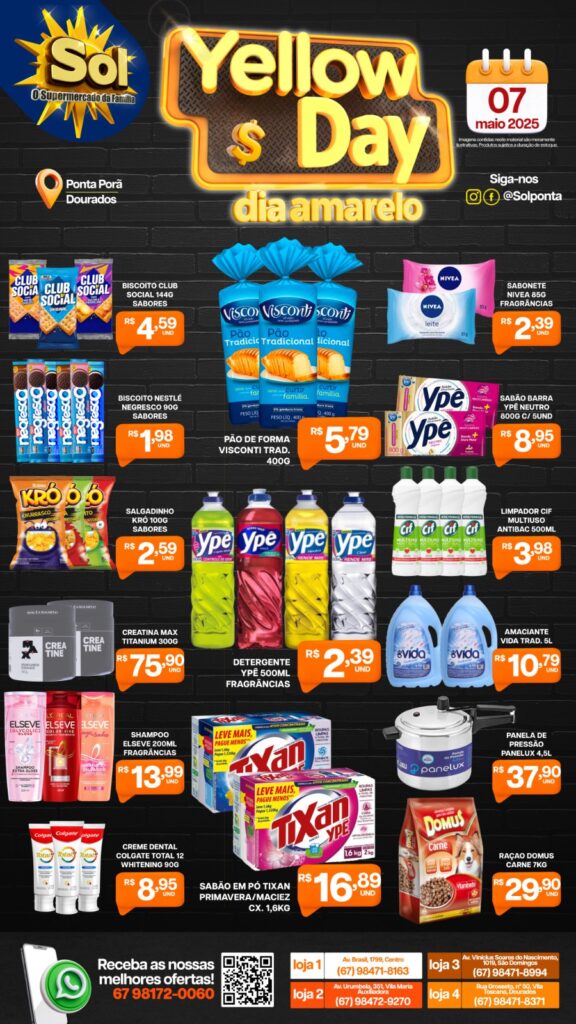 Ofertas Yellow Day no Supermercado Sol