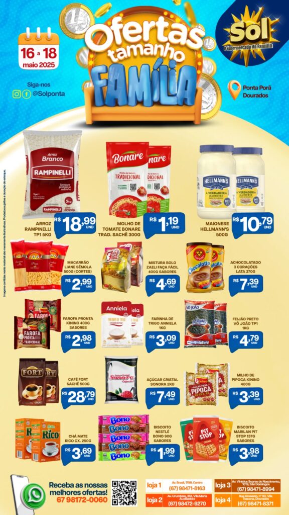 Supermercado Sol e as ofertas tamanho família