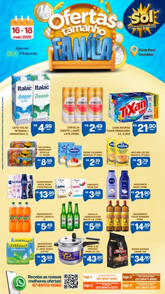 Supermercado Sol e as ofertas tamanho família