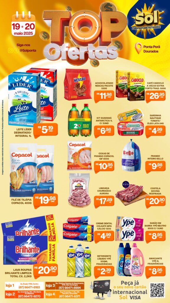 Supermercado Sol: Top Ofertas continua nessa terça, dia 20