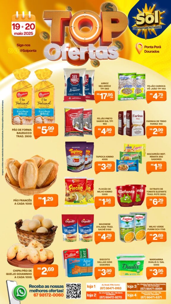 Supermercado Sol: Top Ofertas continua nessa terça, dia 20