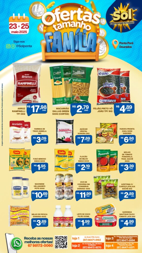 Confira Ofertas Tamanho Família no Supermercado Sol