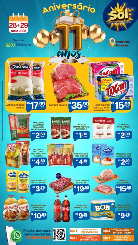 Ofertas Aniversário Sol dessa quarta e quinta