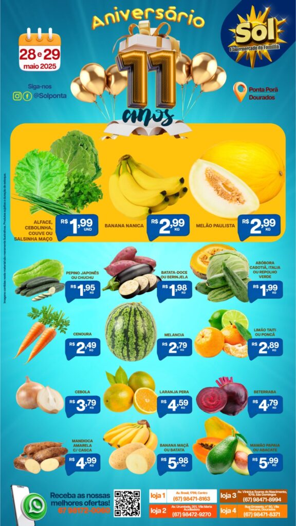 Ofertas Aniversário Sol dessa quarta e quinta