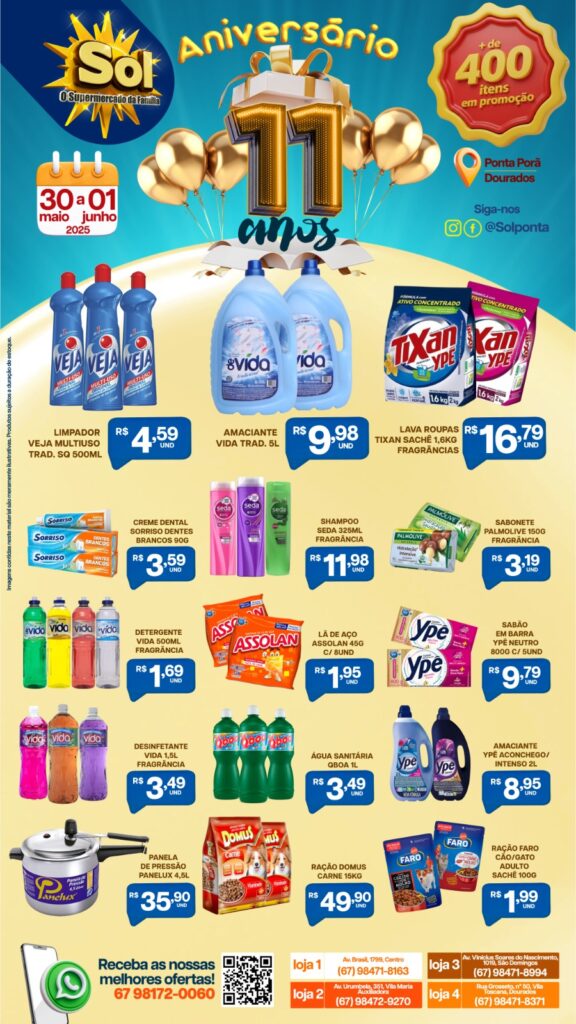 Aniversário Sol: Mais de 400 itens em oferta