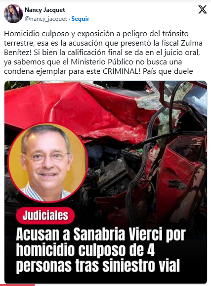 Tragedia en Samber: Acusan a Sanabria Vierci por homicidio culposo y piden juicio oral Tragedia en Samber: Acusan a Sanabria Vierci por homicidio culposo y piden juicio oral
