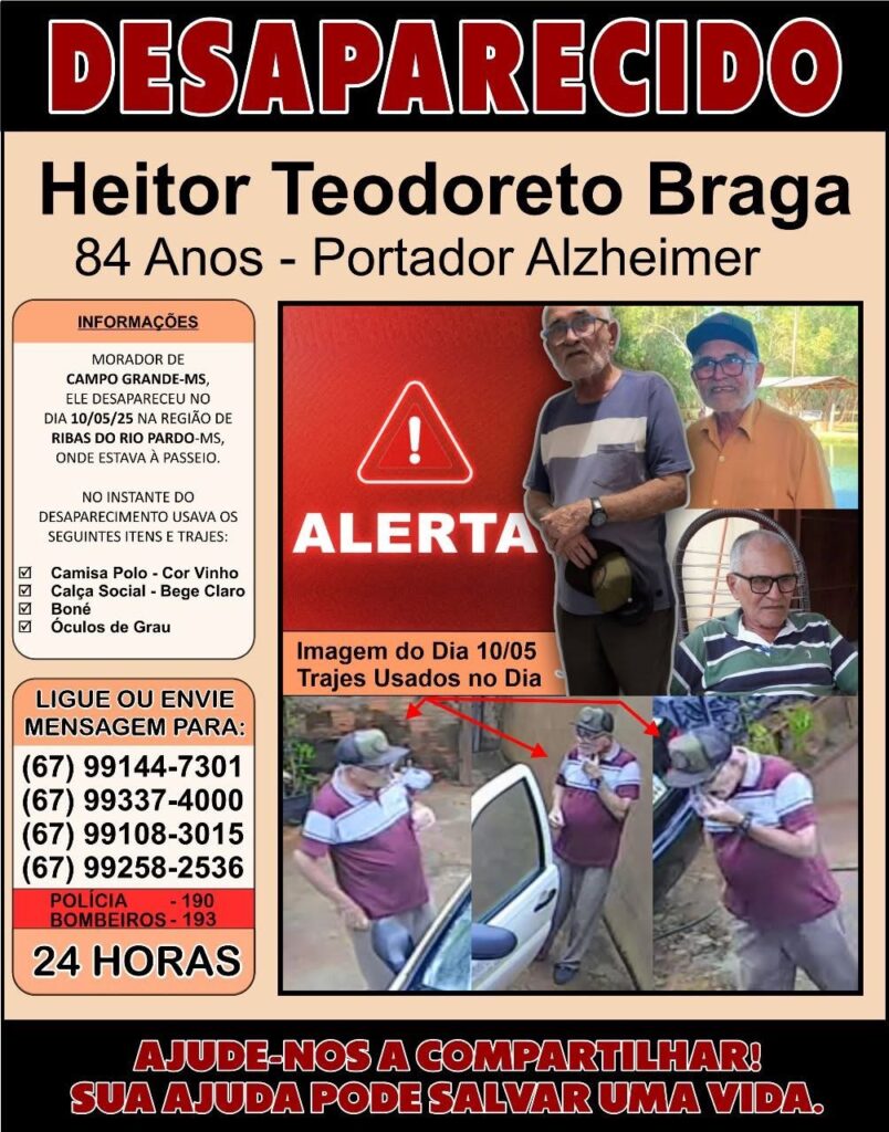 Desaparecido: Heitor, portador da doença de Alzheimer. Desaparecido: Heitor, portador da doença de Alzheimer.