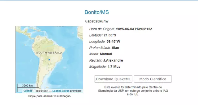 Décimo terremoto do ano é sentido em cidade de MS Décimo terremoto do ano é sentido em cidade de MS