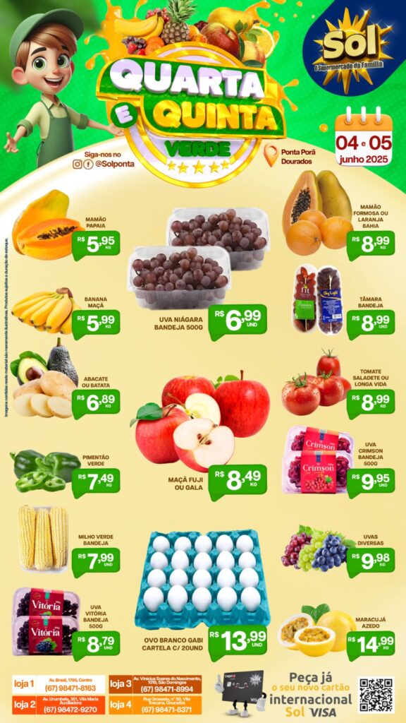 Supermercado Sol e as ofertas da quarta e quinta verde