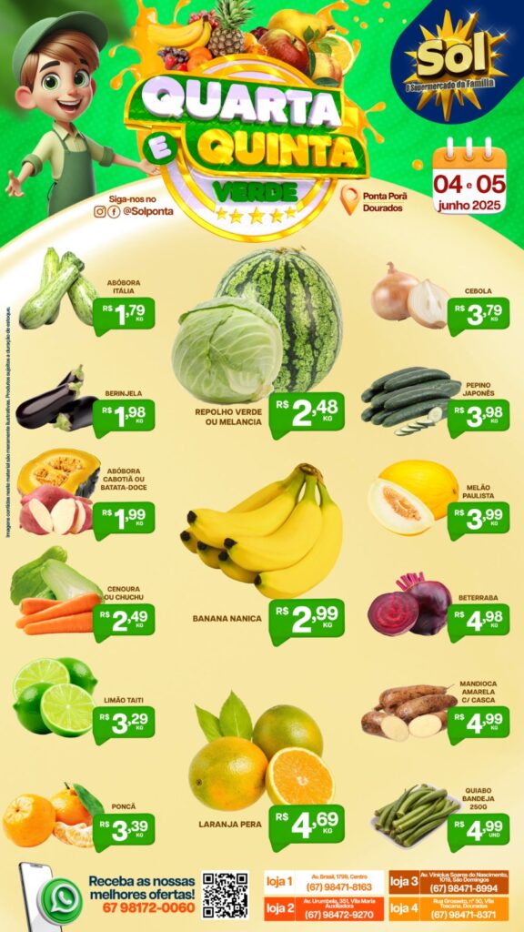 Supermercado Sol e as ofertas da quarta e quinta verde