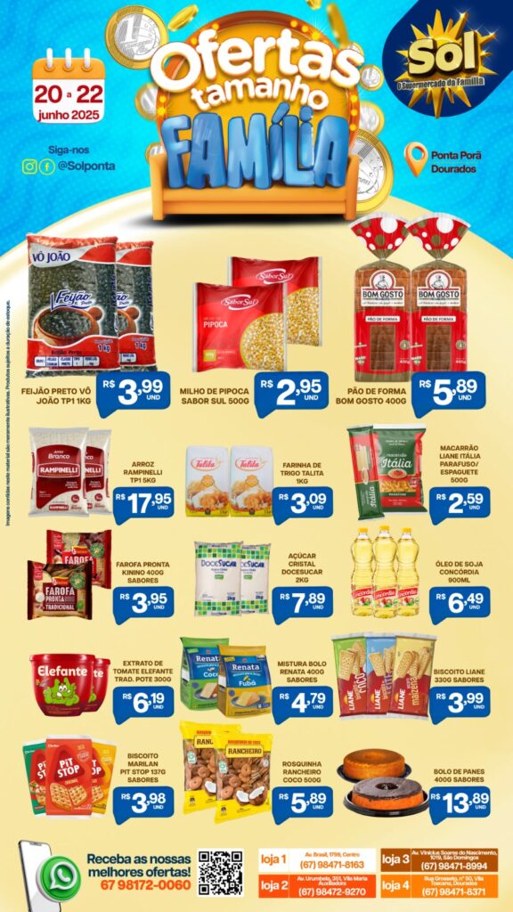 Supermercado Sol e as ofertas tamanho família