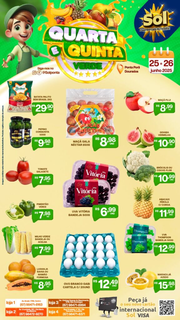 Supermercado Sol e as ofertas da quarta e quinta verde
