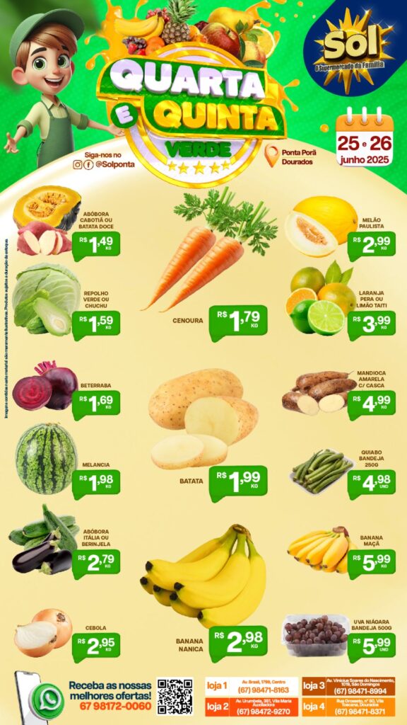 Supermercado Sol e as ofertas da quarta e quinta verde