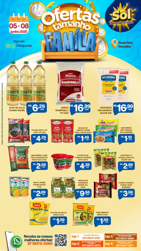 Confira as ofertas Tamanho Família do Supermercado Sol