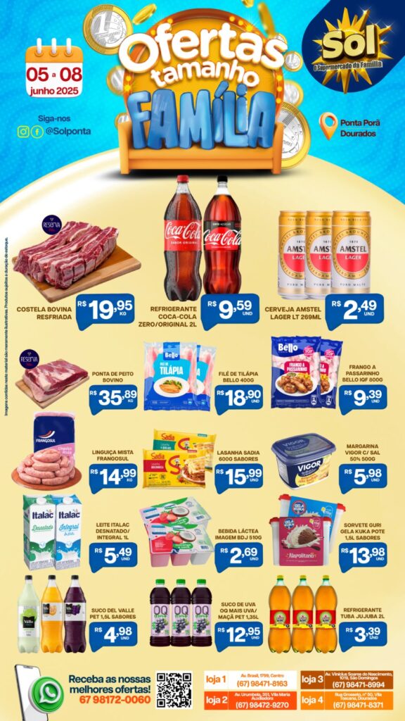 Confira as ofertas Tamanho Família do Supermercado Sol