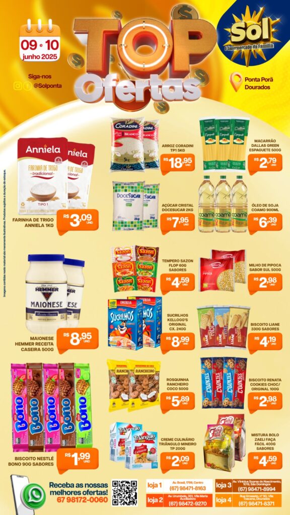 Confira as top ofertas do Supermercado Sol