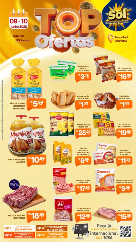 Confira as top ofertas do Supermercado Sol